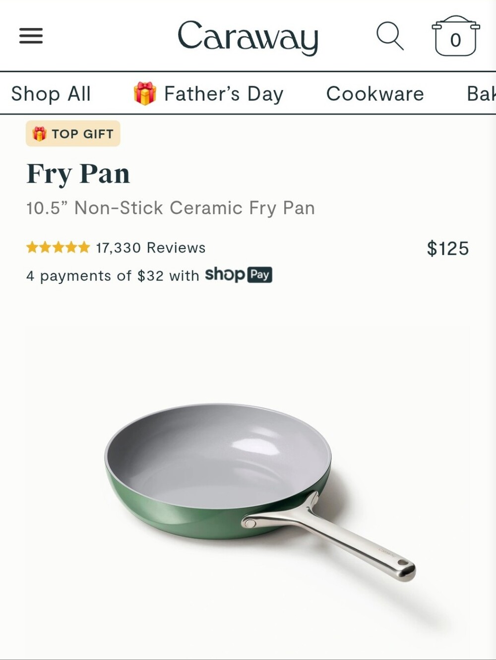 Caraway Fry Pan 10.5" in Sage